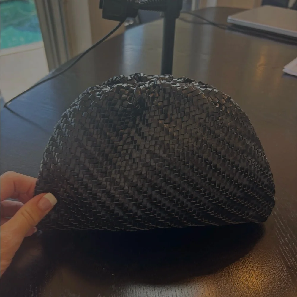 Elegant Black Woven Vegan Clutch